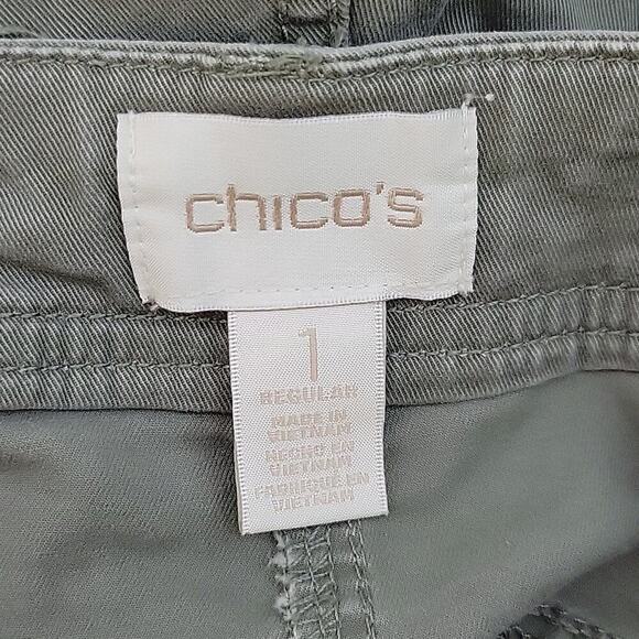 Chico's Utility Green Brooke Seamed Regular Slim Leg Twill Pants Size 8 - Picture 6 of 7